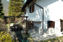 Wooden pergola in garden